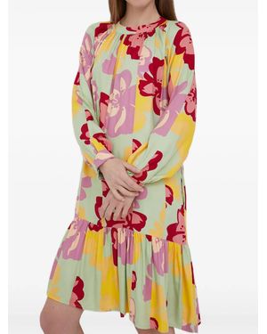 Benetton Floral-Print Ruffled Midi Dress - Pink