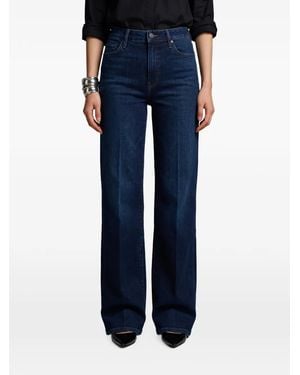 Mother Logo-Embroidery Wide-Leg Jeans - Blue