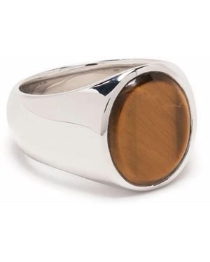 Tom Wood Anello Ovale Tiger Eye - Bianco