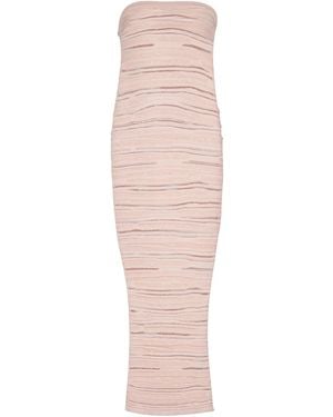 Balmain Strapless Knit Midi Dress - Pink