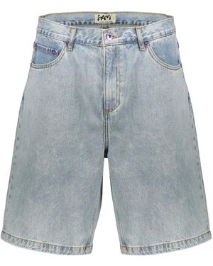 Perks And Mini Contrast-Stitching Denim Shorts - Blue