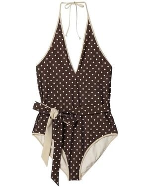 Valentino Garavani Plusdepois-Motif Swimsuit - Brown