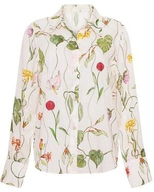 Cara Cara Camisa De Algodón Con Estampado Floral - Blanco
