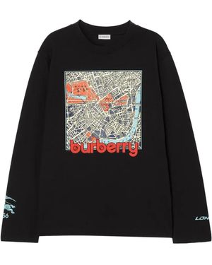 Burberry Langarmshirt Mit London Map-Print - Schwarz