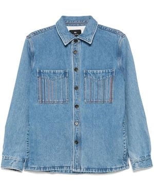 Paul Smith Stripe-Embroidered Shirt Jacket - Blue