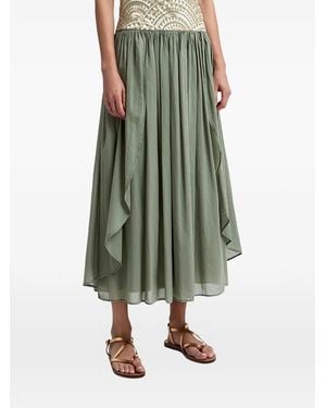 Greek Archaic Kori Flared Midi Skirt - Green
