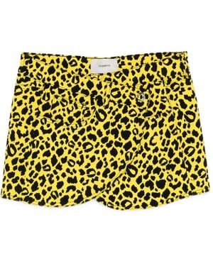 Coperni Leopard-Print Wrap Skirt - Yellow