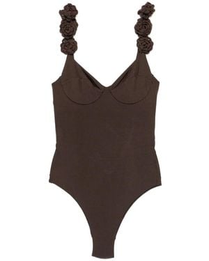 Twinset Floral-Applique Swimsuit - Brown