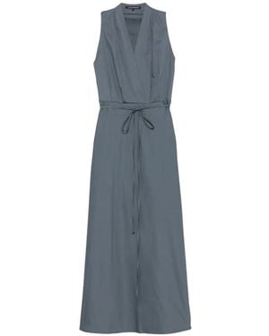 Luisa Cerano Robe Ceinturée À Design Portefeuille Mi-Longue - Bleu