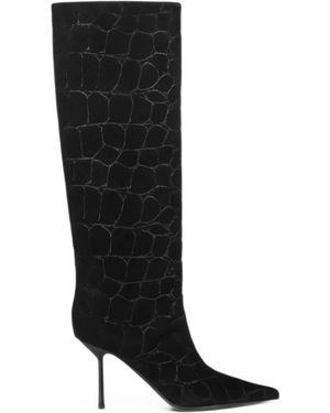 Le Silla Bella Stiefel Mit Kroko-Prägung Und Spitzer Kappe - Schwarz