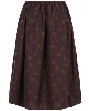 Cecilie Bahnsen Floral-Jacquard Drawstring Skirt - Brown
