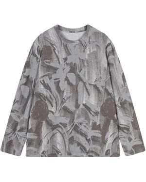 JNBY Rose-Print Long-Sleeve T-Shirt - Grey