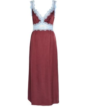 Never Fully Dressed Mini Lace-Trim V-Neck Dress - Red