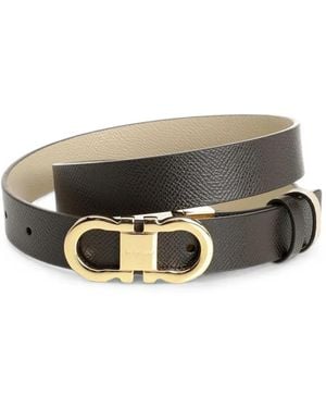 Ferragamo Reversible And Adjustable Gancini Belt - Grey