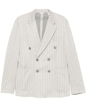Manuel Ritz Blazer Doppiopetto A Righe Regimental - Bianco