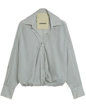 A PAPER KID Striped Over Shirt - Gray