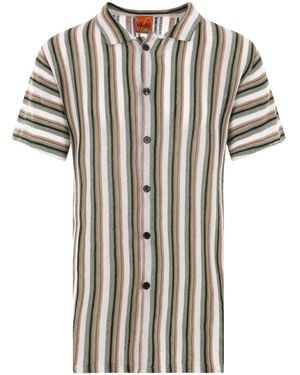 VITELLI Striped Short-Sleeve Shirt - Black