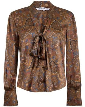 Veronica Beard Francine Tie-Neck Paisley-Pattern Blouse - Brown