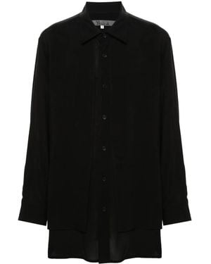 Y's Yohji Yamamoto Overlapping Button-Up Shirt - Black