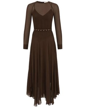 Zimmermann Rebellion Chain V-Neck Maxi Dress - Brown