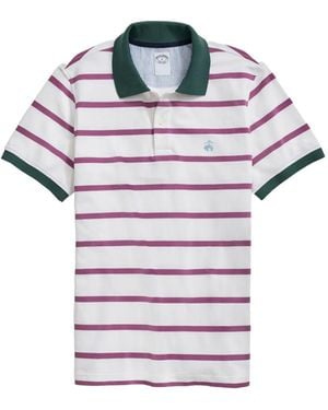 Brooks Brothers Striped-Pattern Collar Polo Shirt - White