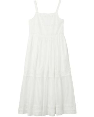 B+ AB Broderie-Anglaise Tiered Sleeveless Cotton Midi Dress - White
