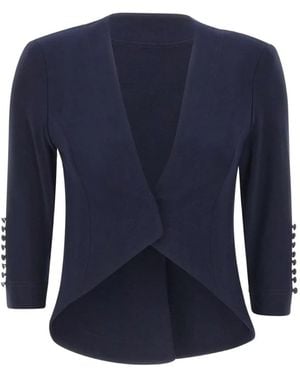 Joseph Ribkoff Button-Embellished Asymmetrical Jacket - Blue