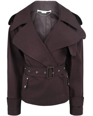 Stella McCartney Kurzer Trenchcoat mit Gürtel - Schwarz