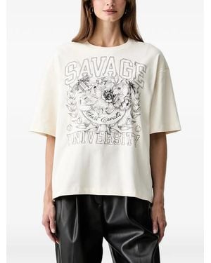 Just Cavalli Graphic-Print Drop-Shoulder T-Shirt - White