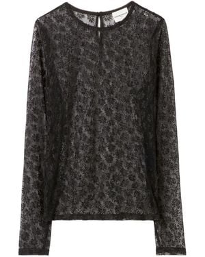 Claudie Pierlot Top con encaje floral - Negro