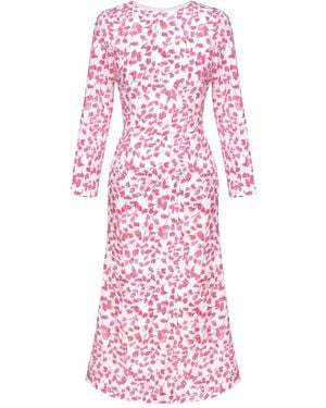 POST MERIDIEM Floral-Print Long-Sleeve Midi Dress - Pink