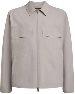 12 STOREEZ Pocket Tech-Shell Bomber Jacket - Gray