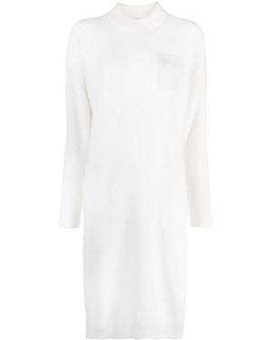 Peserico Metallic-Threading Tricot Midi Dress - White