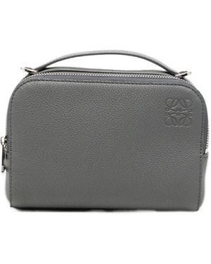 Loewe Anagram-Debossed Leather Messenger Bag - Grey