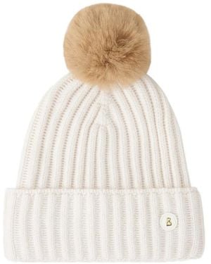 Bogner Bonnet Ranya Côtelé À Pompon - White