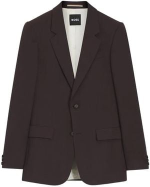 BOSS Blazer En Serge À Simple Boutonnage - Brown