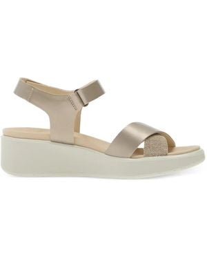 Ecco Flowt Metallic Crossover-Strap Sandals - White