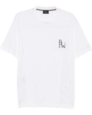 Brioni Logo-Embroidered T-Shirt - White