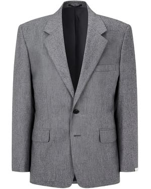 MAN ON THE BOON. Notched-Lapel Buttoned Blazer - Grey