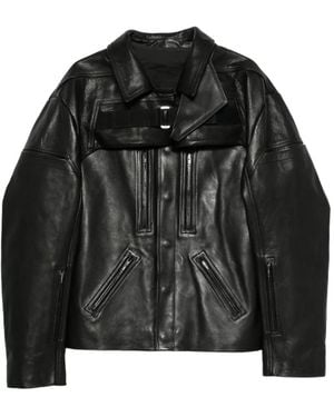 Rick Owens Multi-Panel Layered Leather Jacket - Black