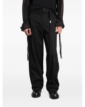 Ann Demeulemeester Gautar Ribbon-Detail Loose-Fit Trousers - Black