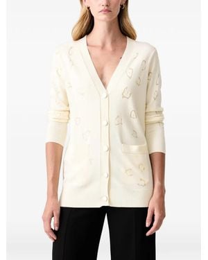 Fracomina Leopard-Print V-Neck Cardigan - White