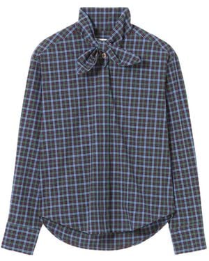 Claudie Pierlot Poplin Tie-Neck Shirt - Blue