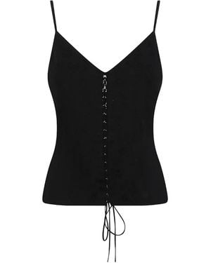 McQueen Floral-jacquard lace-up top - Schwarz