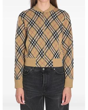 Burberry Cardigan mit Karo - Schwarz