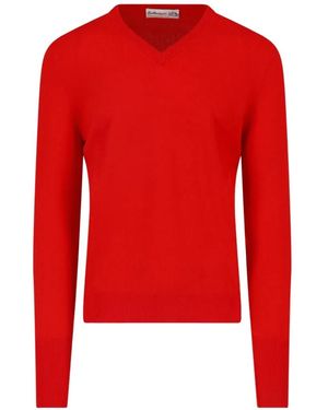 Ballantyne V-Neck Cashmere Sweater - Red