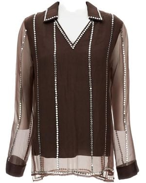 Wales Bonner V-Neck Stud-Embellished Blouse - Brown