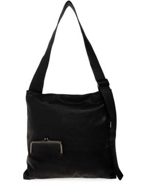 discord Yohji Yamamoto Clasp-Detail Leather Shoulder Bag - Black