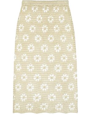 Calle Del Mar Floral Crochet Maxi Skirt - Natural