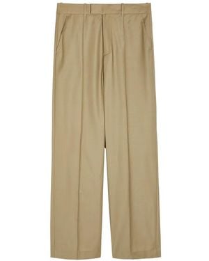 Ronny Kobo Pleated Straight-Leg Trousers - Natural